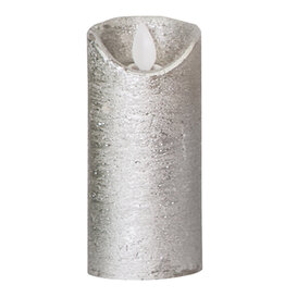 LED licht kaars metallic taupe met beweegbare vlam XS