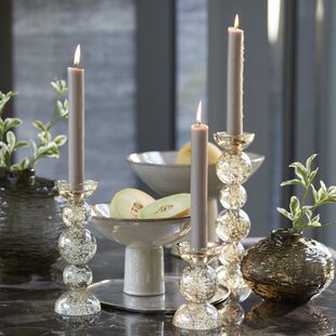 Kaarsenhouder Ø10x26,5 cm ITINGA glas  bubbel amber