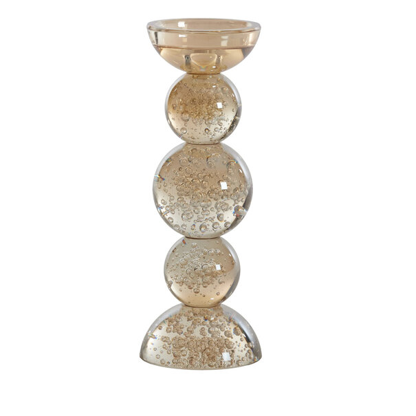 Light en Living Kaarsenhouder ITINGA Glas Bubbel Amber - Ø10x26,5 cm
