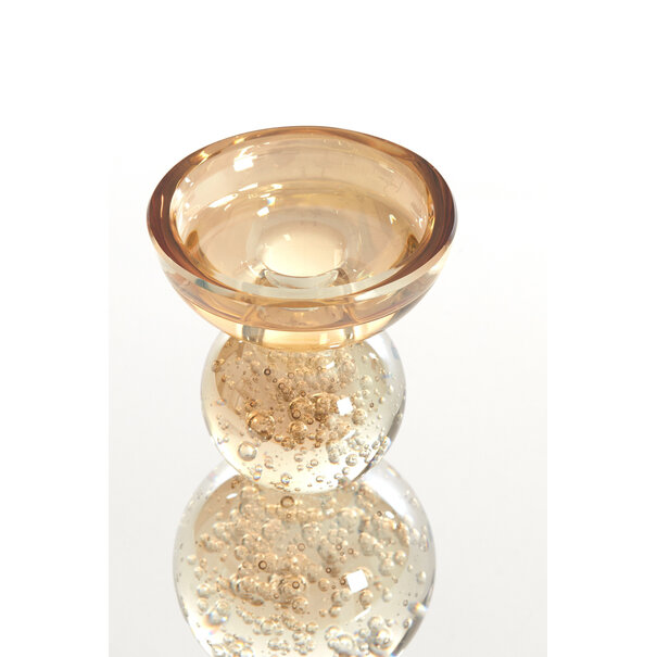 Light en Living Kaarsenhouder ITINGA glas bubbel amber Ø9,5x34 cm