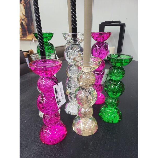 Light en Living Kaarsenhouder Ø9,5x34 cm ITINGA glas  bubbel amber