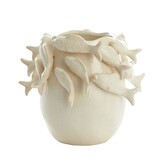 Vaas deco 29X28,5X27 cm FISH keramiek creme
