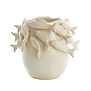 Vaas deco 29X28,5X27 cm FISH keramiek creme