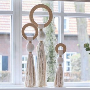 Ornament Ø11x47 cm YAVIZA crème+raffia naturel