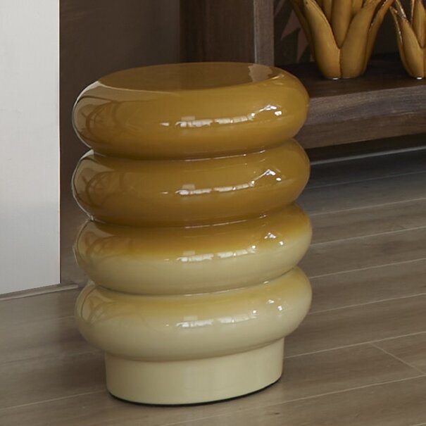 Light en Living Bijzettafel Ø30x39 cm MIROGI glanzend okergeel