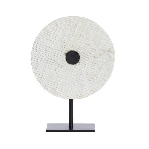 Light en Living Ornament op voet 25x10x35 cm YFKE marmer wit+mat zwart