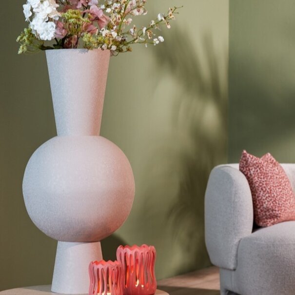 Light en Living Vaas deco Ø30x75 cm CHEDI mat licht grijs