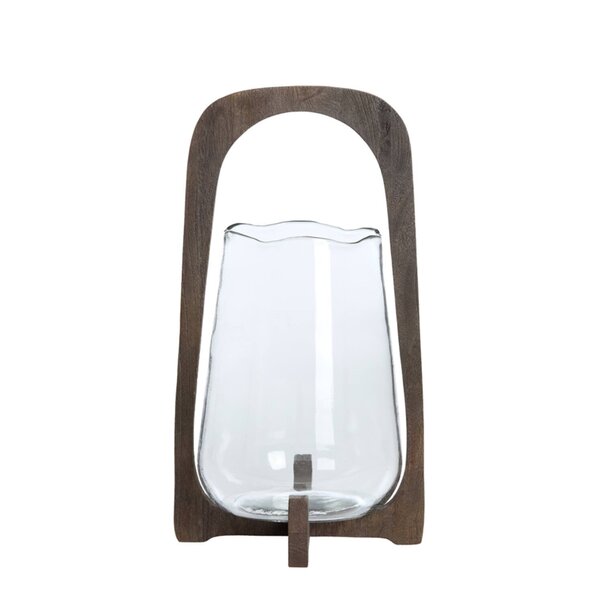 Light en Living Windlicht Ø26x48 cm ANOSY glas helder+hout mat donkerbruin