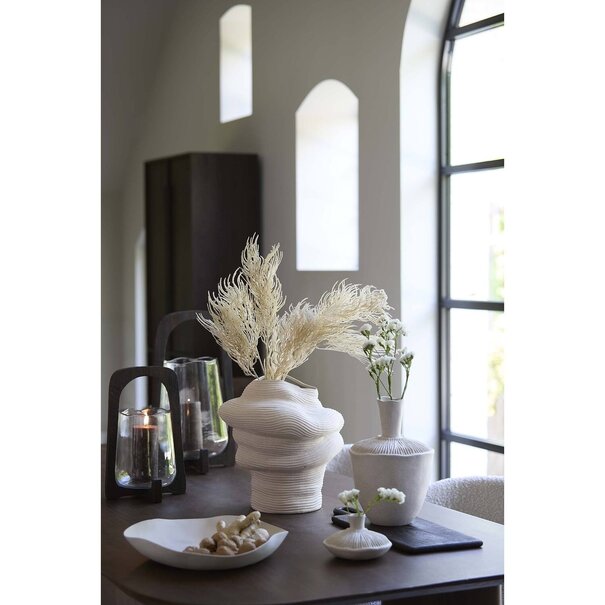 Light en Living Windlicht Ø21,5x35 cm ANOSY glas helder+hout mat d bruin