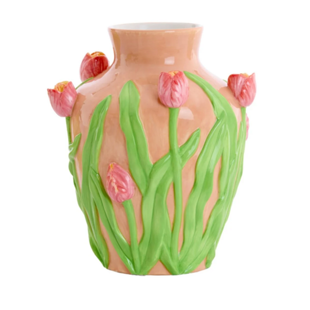 Light en Living Vaas deco Ø26x31 cm TULIP keramiek licht roze-groen