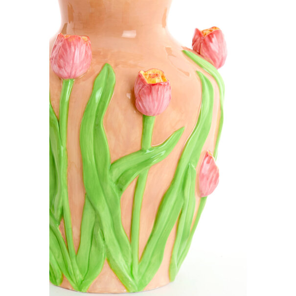 Light en Living Vaas deco Ø26x31 cm TULIP keramiek licht roze-groen