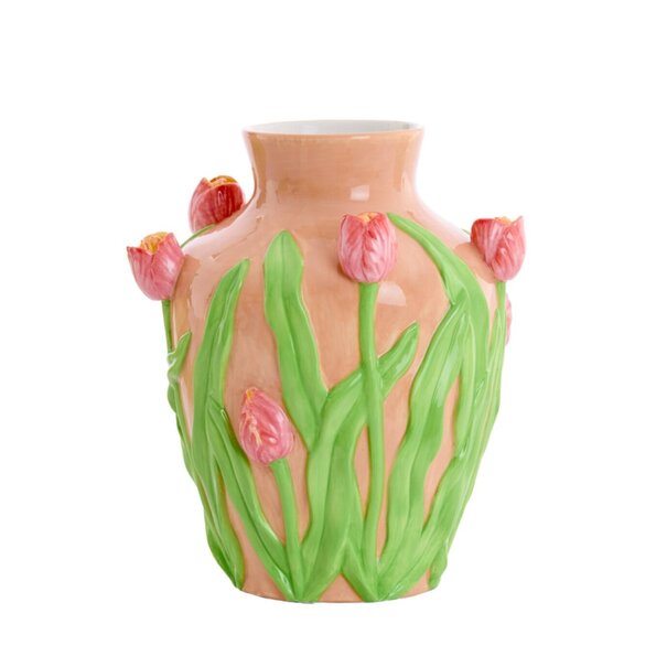 Light en Living Vaas deco Ø26x31 cm TULIP keramiek licht roze-groen
