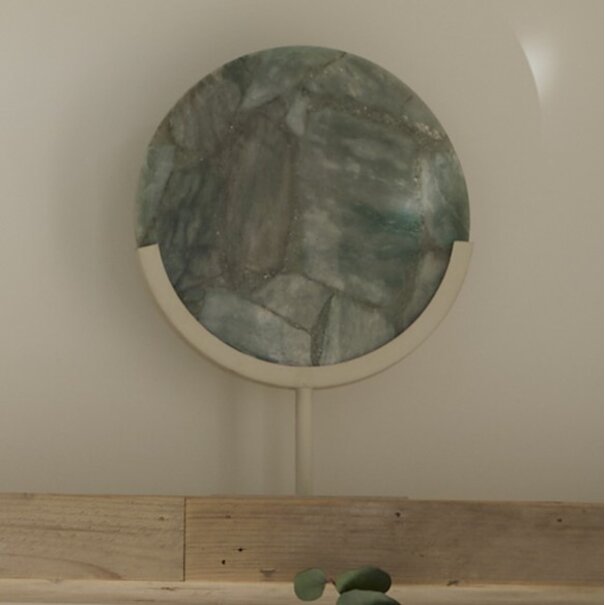 Light en Living Ornament op voet 35x12x50 cm GOUYA  groen agaat+crème