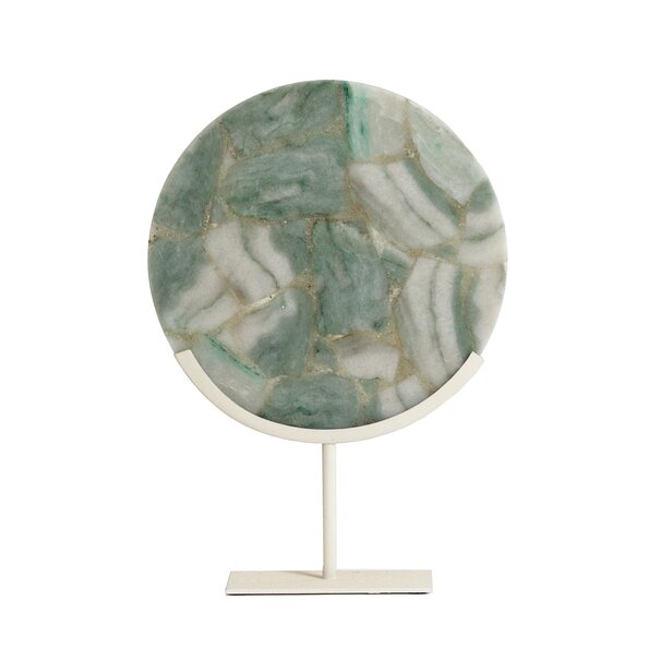 Light en Living Ornament op voet 35x12x50 cm GOUYA  groen agaat+crème