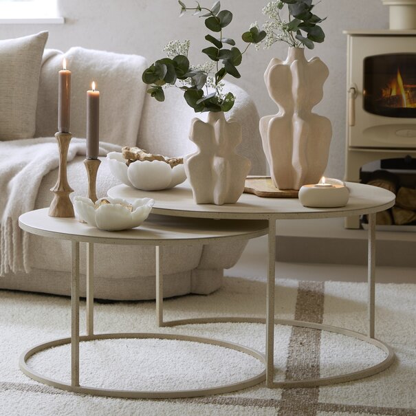 Light en Living Salontafel S/2 Ø65x38+Ø75x42 cm SADAR zand+l bruin gespikkld