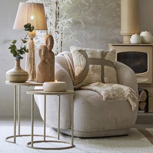 Bijzettafel Set van 2 SADAR zand + lichtbruin gespikkeld