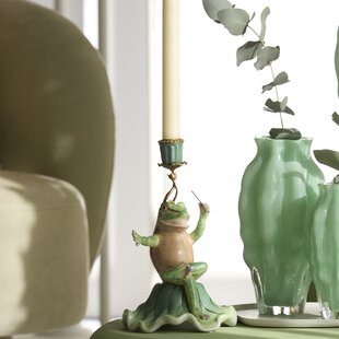 Kandelaar 15x15x24 cm FROG groen+brons