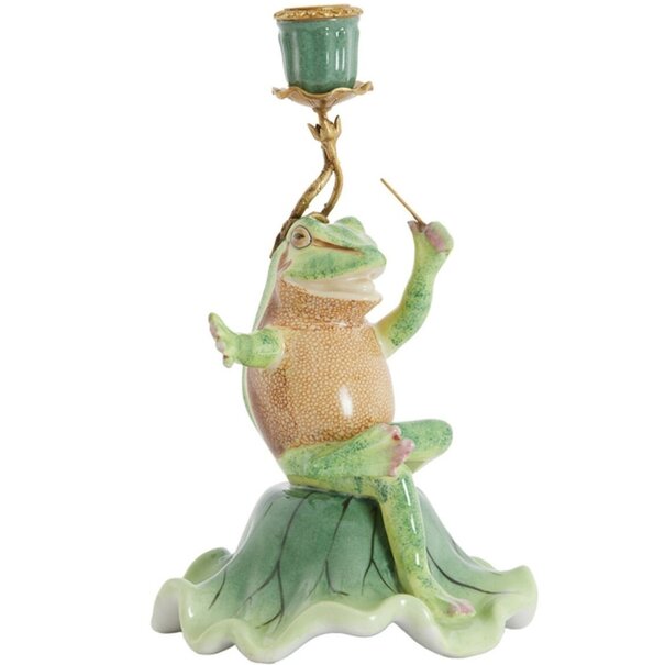 Light en Living Kandelaar Kandelaar 15x15x24 cm FROG groen+bronscm BIRD mat zwart - Copy