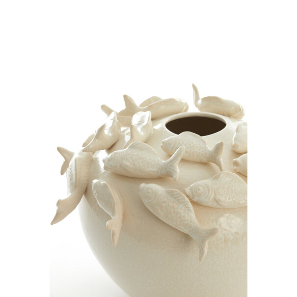 Light en Living Vaas deco Ø40X27 cm Fish keramiek creme
