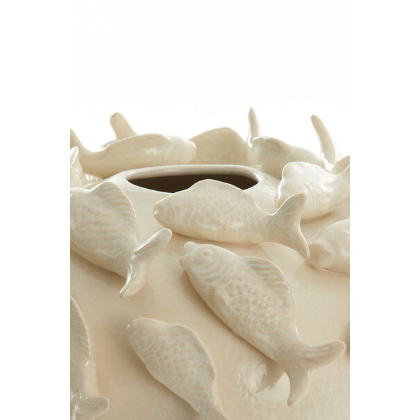 Light en Living Vaas deco Ø40X27 cm Fish keramiek creme