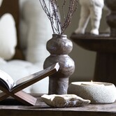 Vaas deco Ø13x26 cm ROGANO keramiek donker bruin