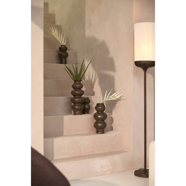 Light en Living Vaas deco Ø13x26 cm ROGANO keramiek donker bruin