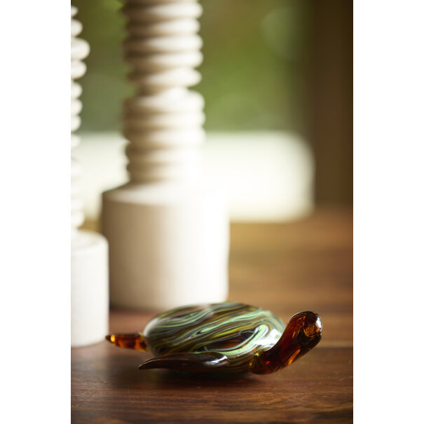 Light en Living Ornament 19x16x7 cm TURTLE glas amber+groen