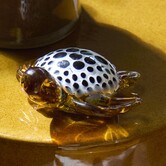 Ornament 15,5x14,5x7 cm TURTLE glas amber+wit-zwart