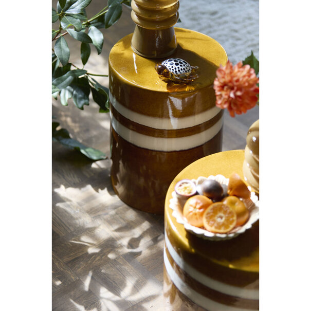 Light en Living Ornament 15,5x14,5x7 cm TURTLE glas amber+wit-zwart