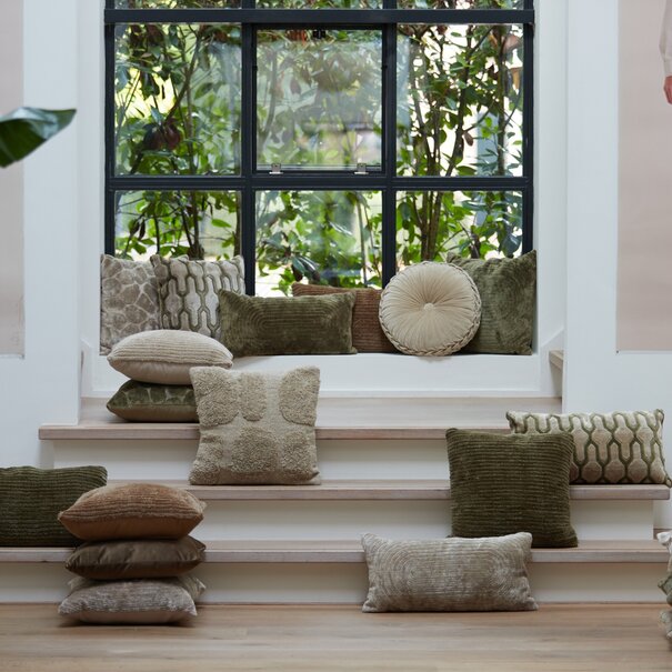 Light en Living Kussen 60x30 cm JEMBANA zand+olijf groen