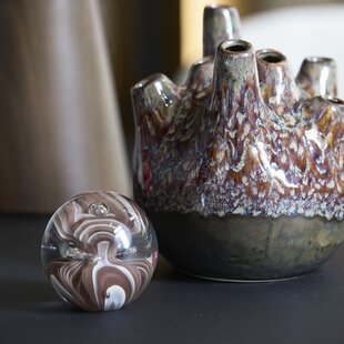 Ornament Ø8x8 cm BREON glass brown+cream