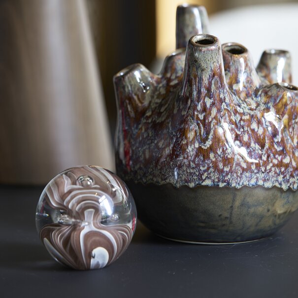 Light en Living Ornament Ø8x8 cm BREON glass brown+cream