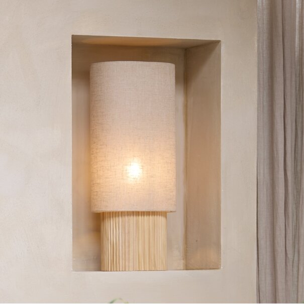 Light en Living Tafellamp 30x20x70 cm LASLO hout natural+linnen naturel