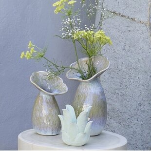 Vaas deco Ø15,5x29 cm CULLA keramiek groen+lichtblauw