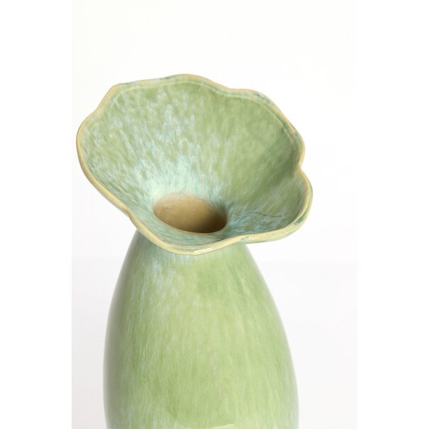 Light en Living Vaas deco Ø15,5x29 cm CULLA keramiek groen+lichtblauw