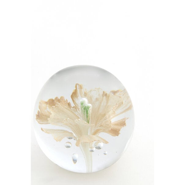 Light en Living Ornament Ø8x8 cm FLOWER glas lichtroze+groen