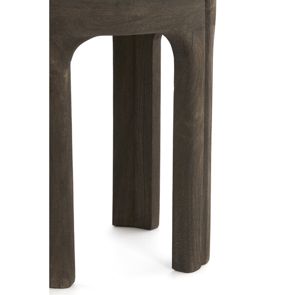 Light en Living Bijzettafel Ø45x50 cm ALI hout grijs-d bruin+travertin zand