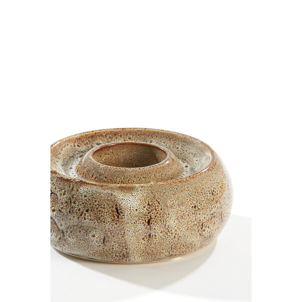 Light en Living Theelichthouder Ø12,5x5 cm OTHONI keramiek bruin
