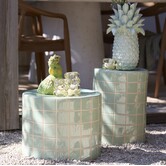 Bijzettafel Ø42x34 cm MAUCHO keramiek licht groen+crème