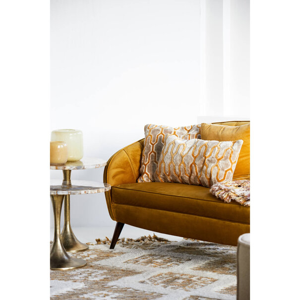 Light en Living Kussen 45x45 cm JEMBANA velvet zand+okergeel