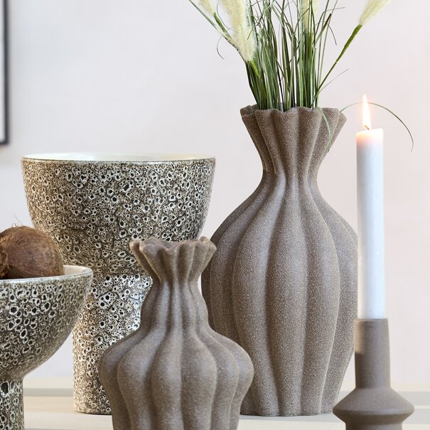 Light en Living Vaas deco Ø21,5x40,5 cm SILLIAN keramiek mat bruin