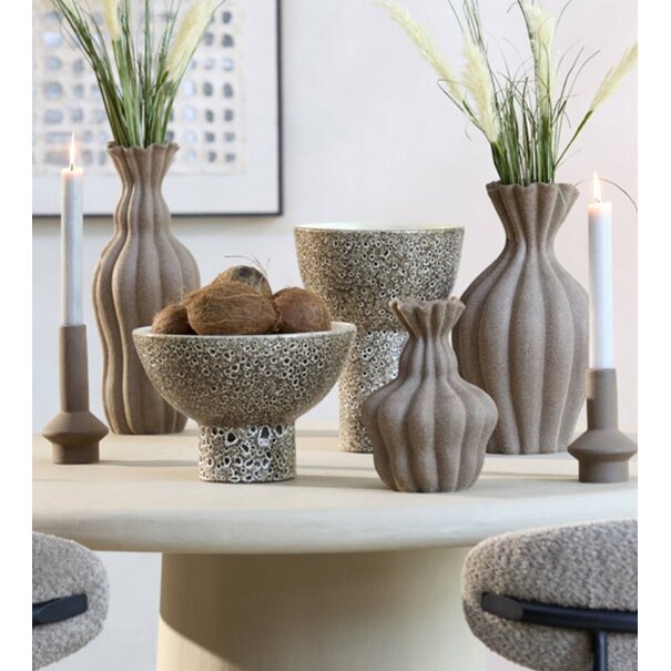 Light en Living Vaas deco Ø17,5x47,5 cm SILVIO keramiek mat bruin