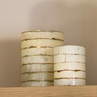 Theelicht Ø14x20 cm DRONERI glas helder+Crème