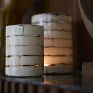 Theelicht Ø14x20 cm DRONERI glas helder+mint groen