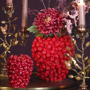 Vaas deco Ø20X22,5 cm BERRIES keramiek rood