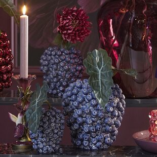 Vaas deco Ø20X22,5 cm BERRIES keramiek donkerblauw