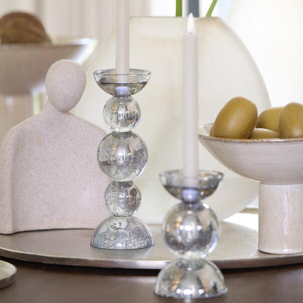 Light en Living Kaarsenhouder ITINGA glas bubbel smoke Ø9,5x15,5 cm