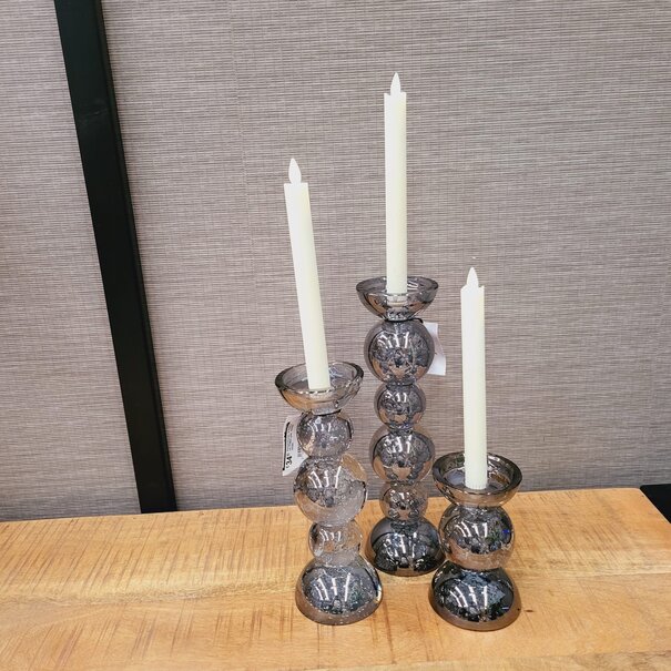 Light en Living Kaarsenhouder ITINGA glas bubbel smoke Ø9,5x15,5 cm
