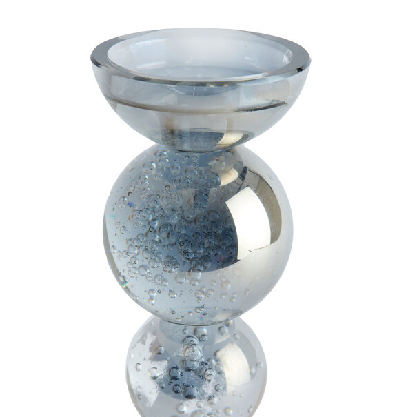 Light en Living Kaarsenhouder ITINGA glas bubbel smoke Ø9,5x15,5 cm