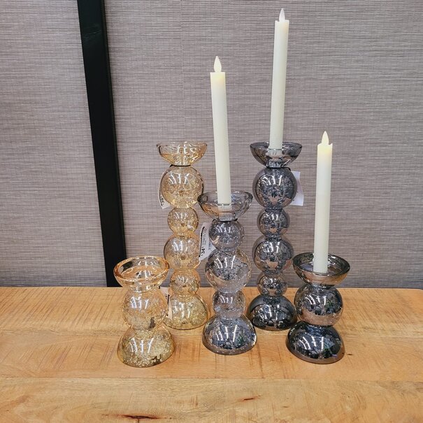 Light en Living Kaarsenhouder ITINGA glas bubbel smoke Ø9,5x15,5 cm